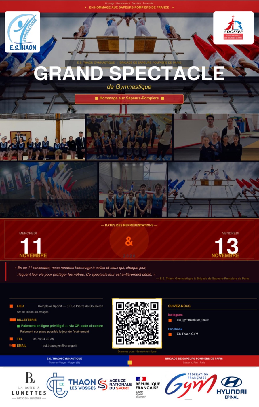 Affiche officielle (grand format) du Spectacle de gymnastique des pompiers de Paris